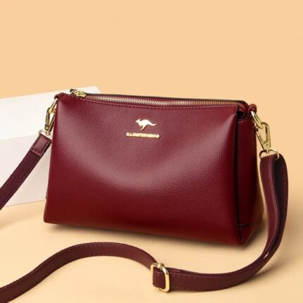 PU leather Crossbody Bag For Ladies Casual Side Bag Soft Leather Fabric Shoulder Bag for Women Red